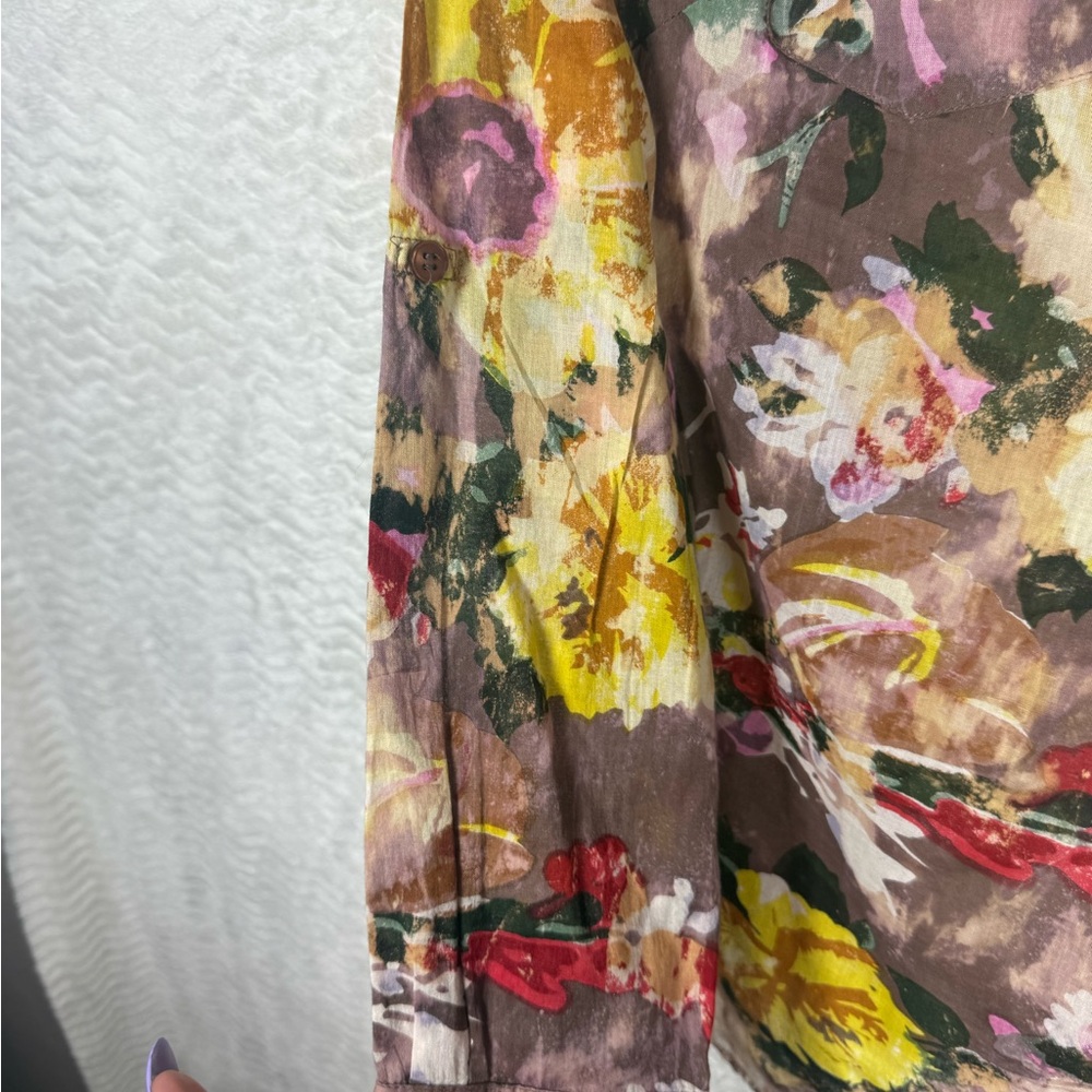 JAK Vintage Half Button Beautiful Print Floral Long Sleeve Women's Top. - Picture 7 of 8